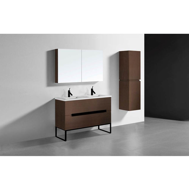 Madeli - Madeli Soho 48D'' Free standing Vanity Cabinet in Walnut/HW: Matte Black(MB) - Walnut With Matte Black