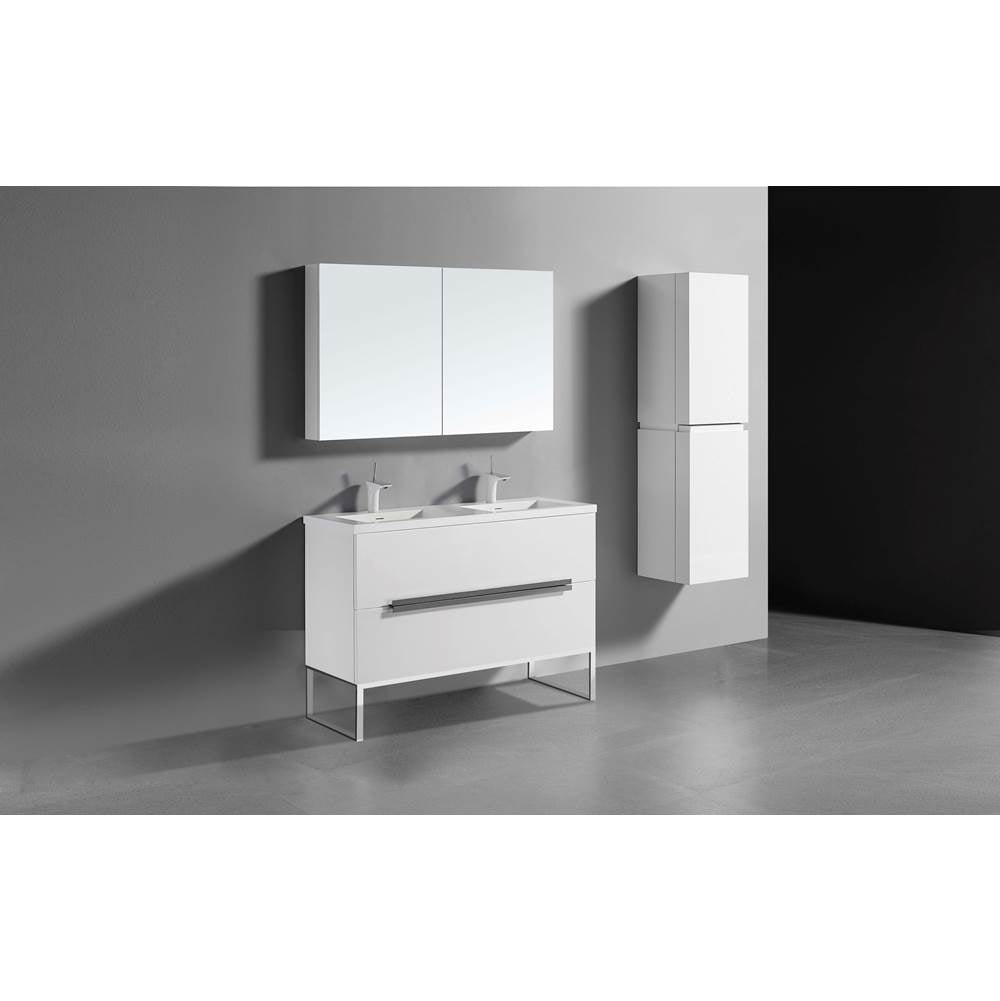 Madeli - Madeli Soho 48D'' Free standing Vanity Cabinet in White/HW: Brushed Nickel(BN) - White With Brushed Nickel