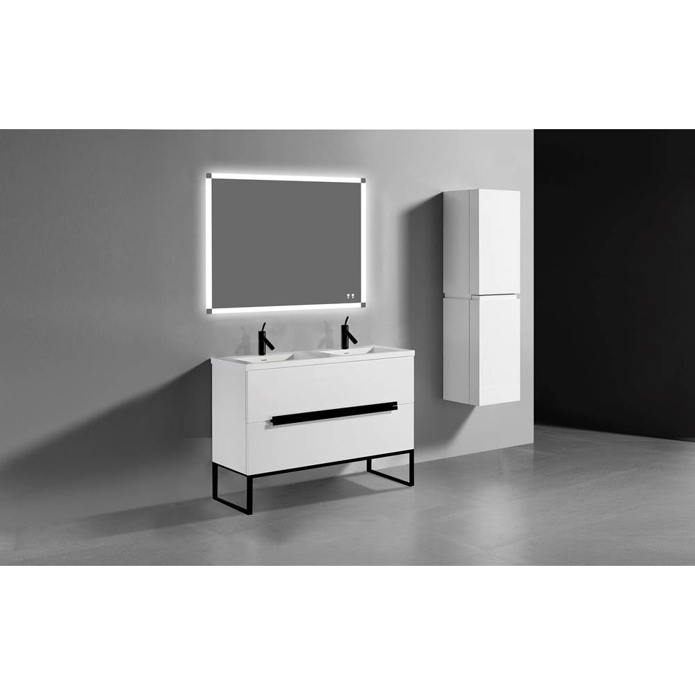 Madeli - Madeli Soho 48D'' Free standing Vanity Cabinet in White/HW: Matte Black(MB) - White With Matte Black
