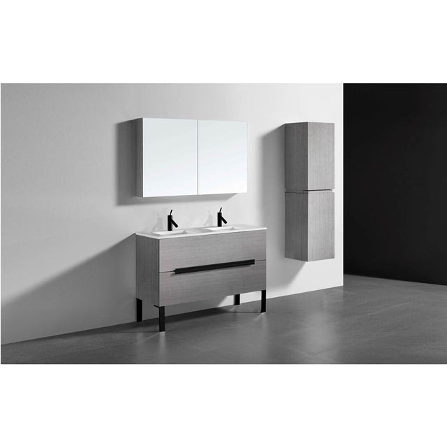 Madeli - Madeli Soho 48D'' Free standing Vanity Cabinet in Ash Grey/HW: Matte Black(MB) - Ash Gray With Matte Black