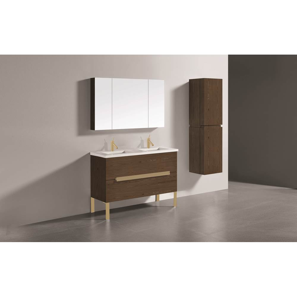Madeli - Madeli Soho 48D'' Free standing Vanity Cabinet in Brandy/HW: Satin Brass(SB) - Brandy With Satin Brass