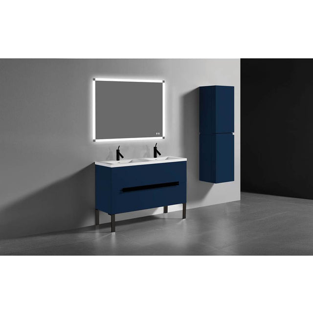 Madeli - Madeli Soho 48D'' Free standing Vanity Cabinet in Sapphire/HW: Matte Black(MB) - Sapphire With Matte Black