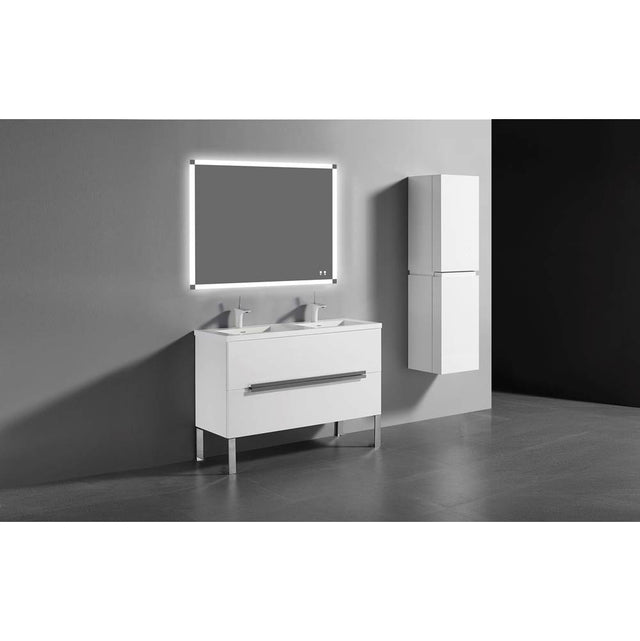 Madeli - Madeli Soho 48D'' Free standing Vanity Cabinet in White/HW: Polished Chrome(PC) - White With Polished Chrome
