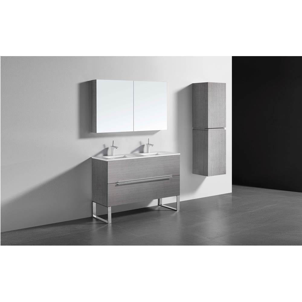Madeli - Madeli Soho 48D'' Free standing Vanity Cabinet in Ash Grey/HW: Satin Brass(SB) - Ash Gray With Satin Brass