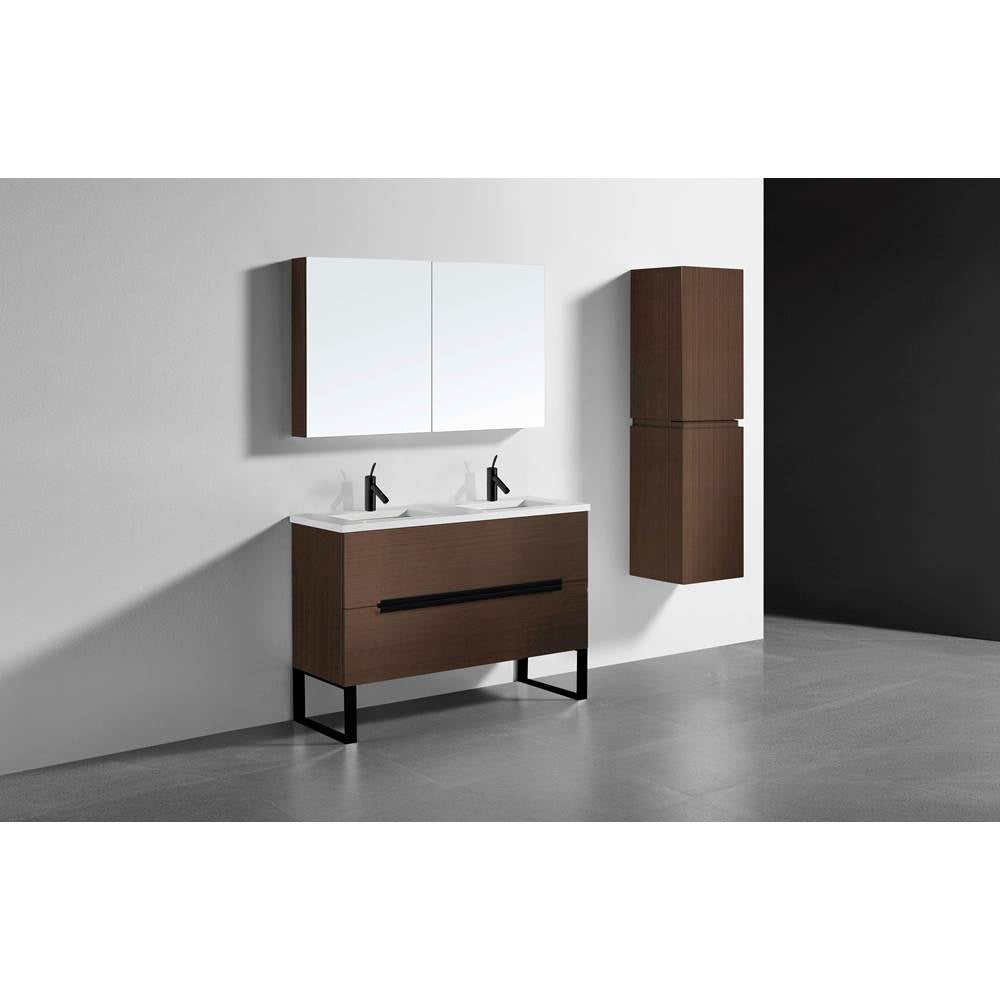 Madeli - Madeli Soho 48D'' Free standing Vanity Cabinet in Walnut/HW: Matte Black(MB) - Walnut With Matte Black