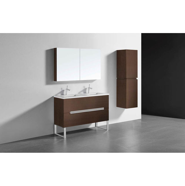 Madeli - Madeli Soho 48D'' Free standing Vanity Cabinet in Walnut/HW: Polished Chrome(PC) - Walnut With Polished Chrome