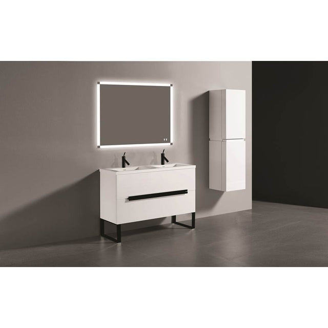 Madeli - Madeli Soho 48D'' Free standing Vanity Cabinet in White/HW: Brushed Nickel(BN) - White With Brushed Nickel
