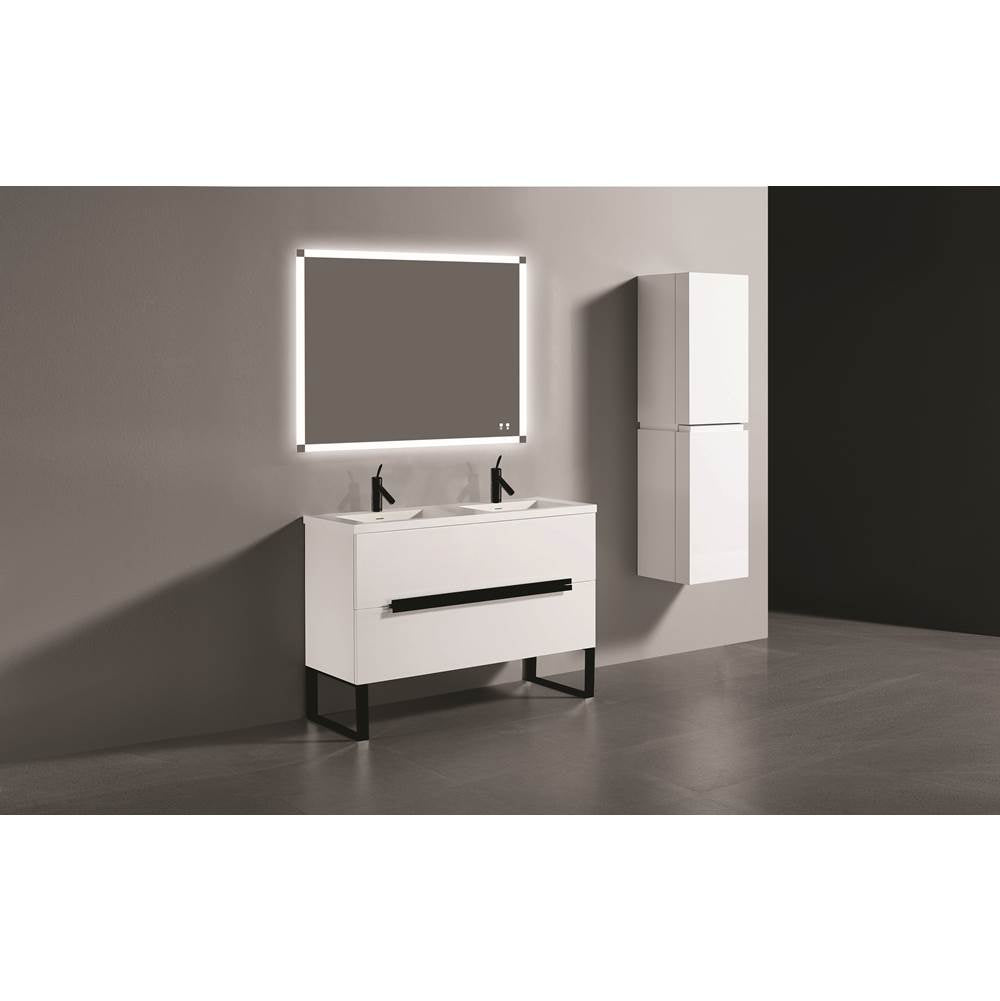 Madeli - Madeli Soho 48D'' Free standing Vanity Cabinet in White/HW: Matte Black(MB) - White With Matte Black