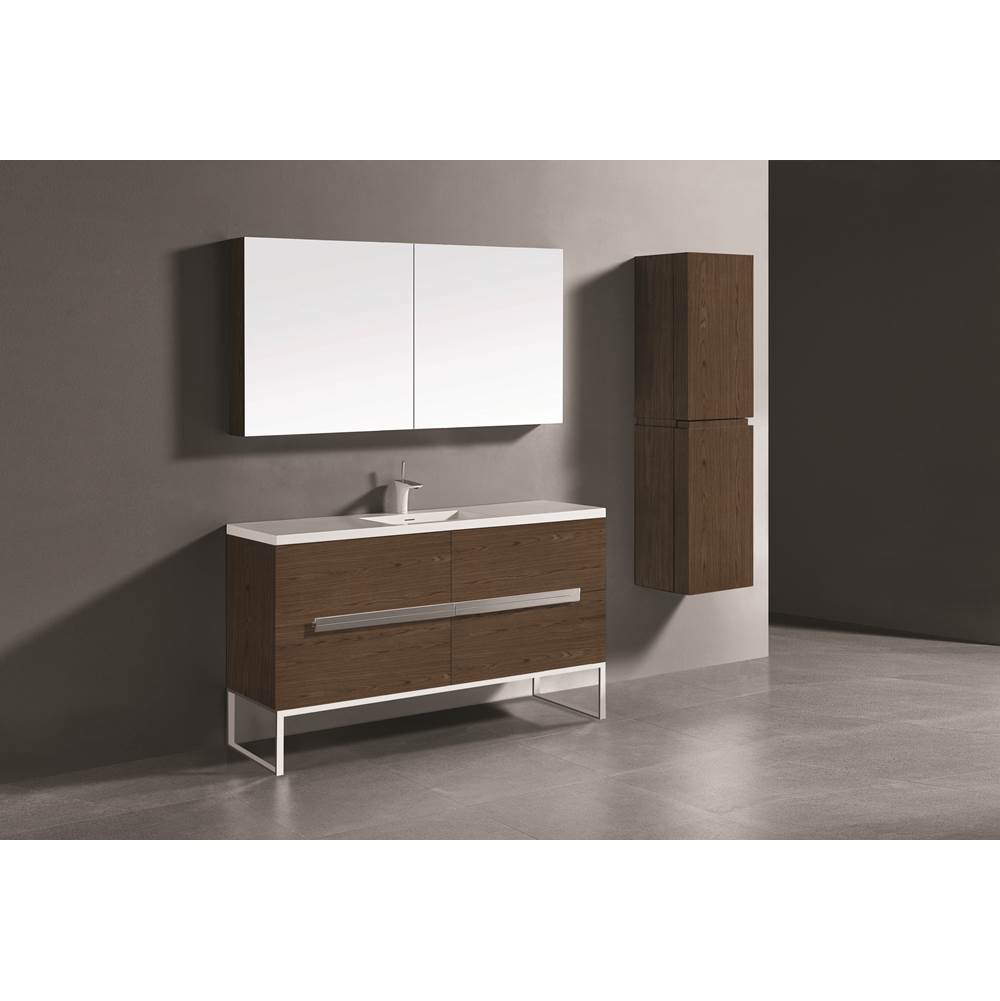 Madeli - Madeli Soho 60C'' Free standing Vanity Cabinet in Brandy/HW: Polished Nickel(PN) - Brandy With Polished Nickel