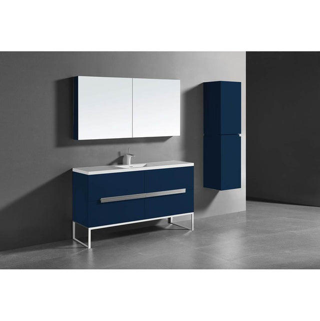 Madeli - Madeli Soho 60C'' Free standing Vanity Cabinet in Sapphire/HW: Polished Chrome(PC) - Sapphire With Polished Chrome