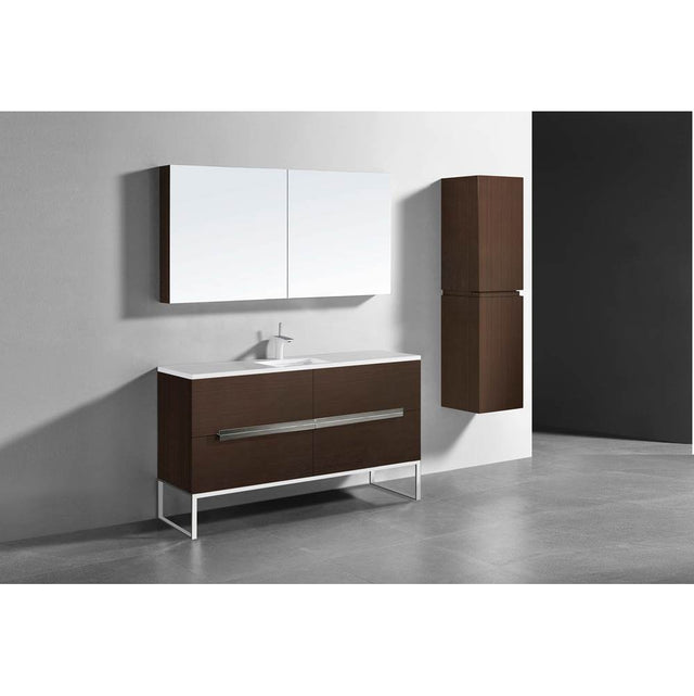 Madeli - Madeli Soho 60C'' Free standing Vanity Cabinet in Walnut/HW: Brushed Nickel(BN) - Walnut With Brushed Nickel