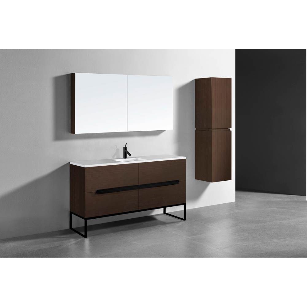 Madeli - Madeli Soho 60C'' Free standing Vanity Cabinet in Walnut/HW: Matte Black(MB) - Walnut With Matte Black