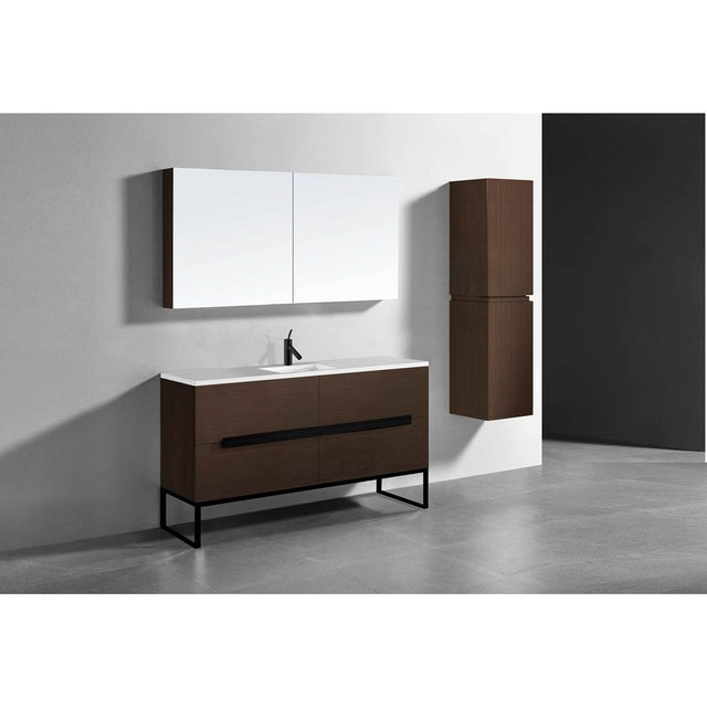 Madeli - Madeli Soho 60C'' Free standing Vanity Cabinet in Walnut/HW: Matte Black(MB) - Walnut With Matte Black