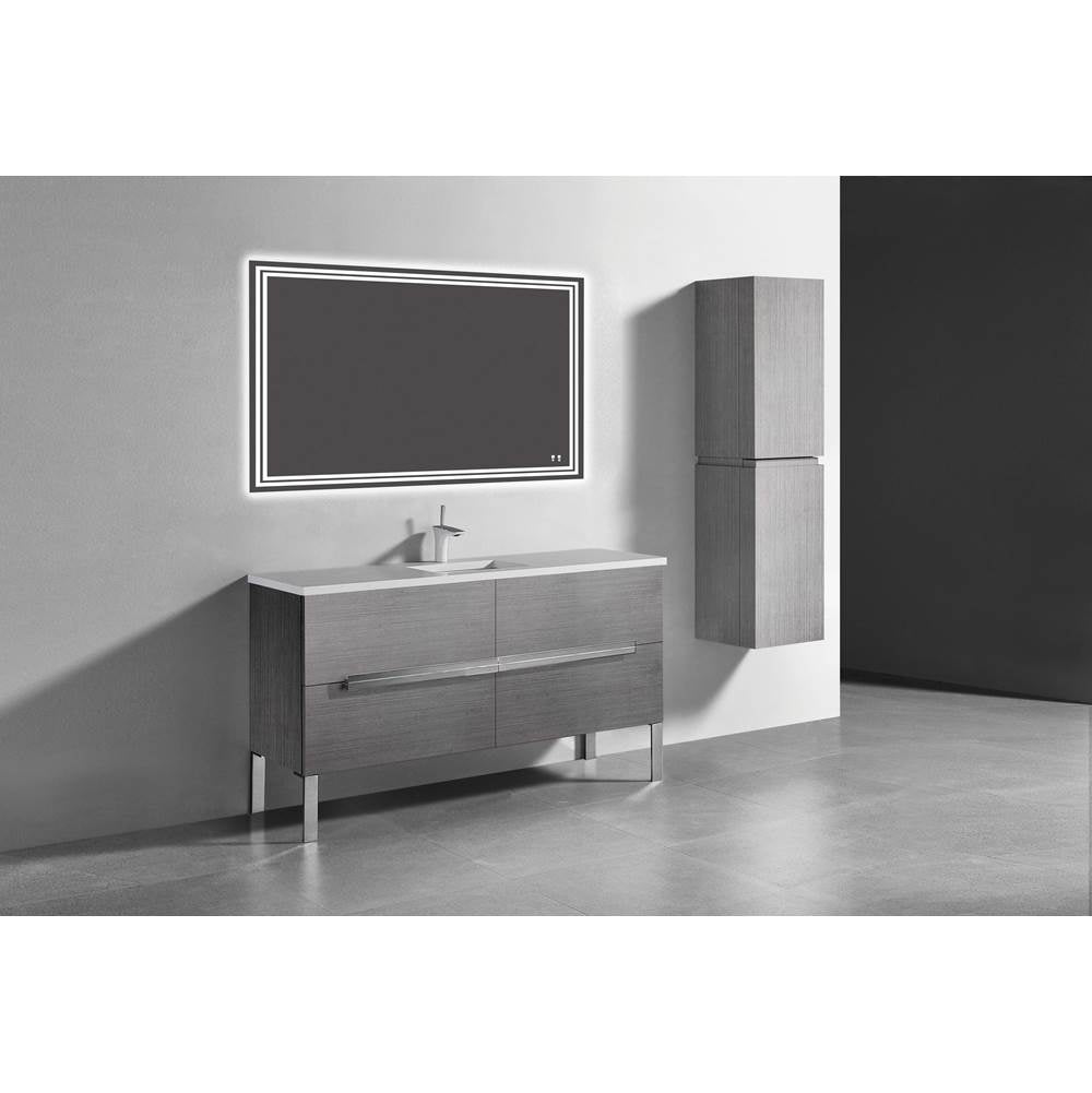 Madeli - Madeli Soho 60C'' Free standing Vanity Cabinet in Ash Grey/HW: Polished Chrome(PC) - Ash Gray With Polished Chrome