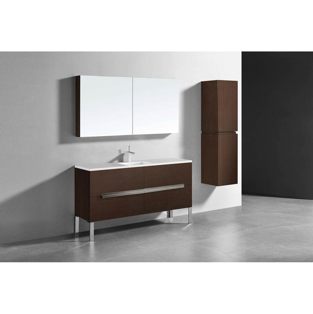 Madeli - Madeli Soho 60C'' Free standing Vanity Cabinet in Walnut/HW: Polished Chrome(PC) - Walnut With Polished Chrome