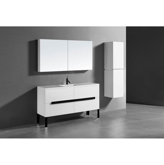 Madeli - Madeli Soho 60C'' Free standing Vanity Cabinet in White/HW: Matte Black(MB) - White With Matte Black