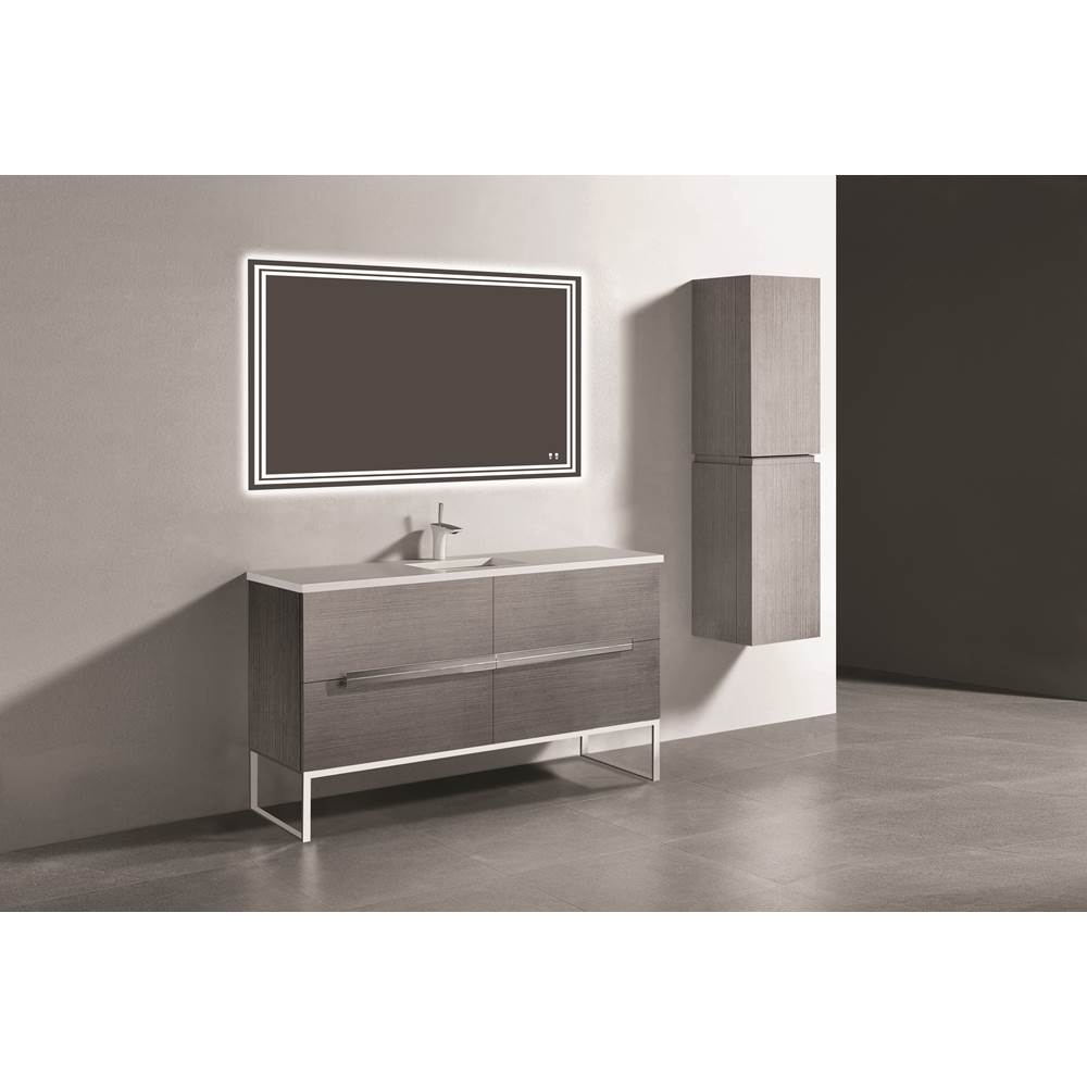 Madeli - Madeli Soho 60C'' Free standing Vanity Cabinet in Ash Grey/HW: Brushed Nickel(BN) - Ash Gray With Brushed Nickel