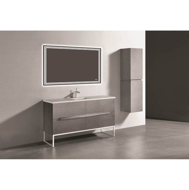 Madeli - Madeli Soho 60C'' Free standing Vanity Cabinet in Ash Grey/HW: Matte Black(MB) - Ash Gray With Matte Black