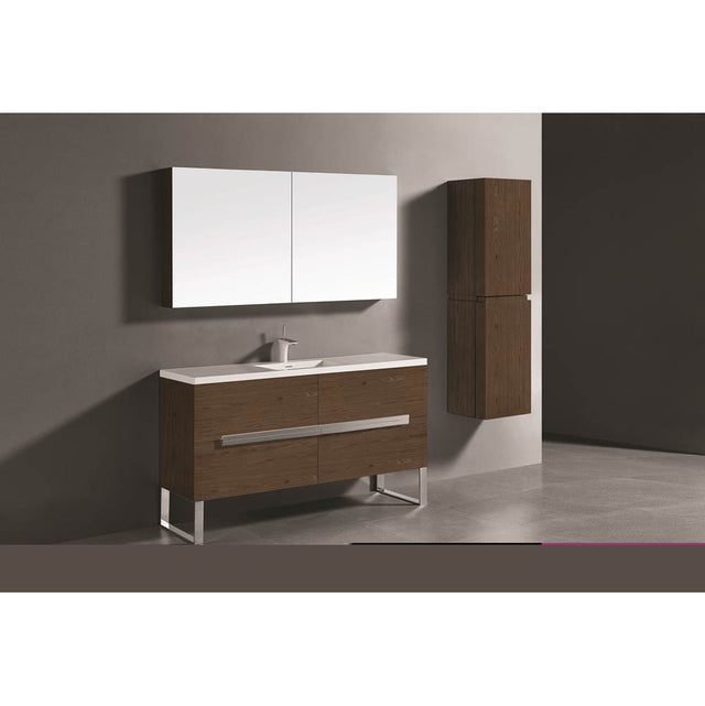 Madeli - Madeli Soho 60C'' Free standing Vanity Cabinet in Brandy/HW: Brushed Nickel(BN) - Brandy With Brushed Nickel