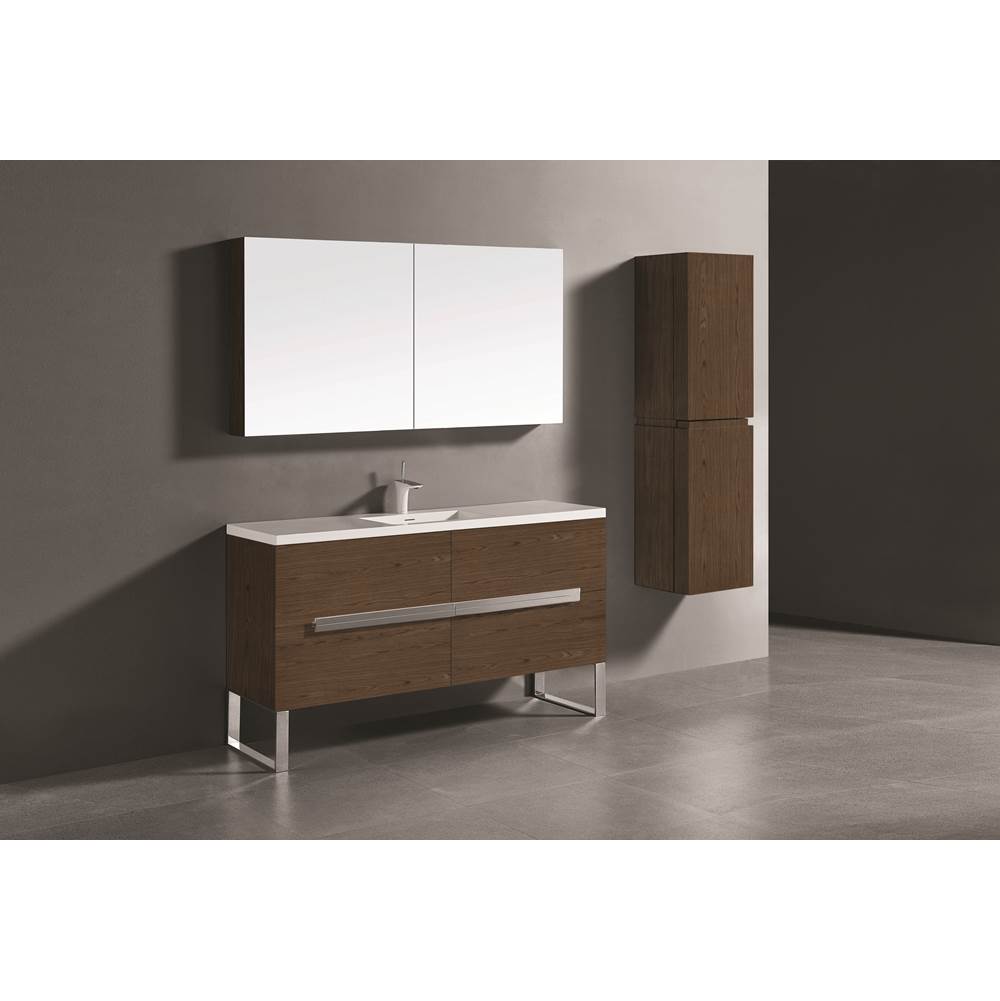 Madeli - Madeli Soho 60C'' Free standing Vanity Cabinet in Brandy/HW: Polished Chrome(PC) - Brandy With Polished Chrome