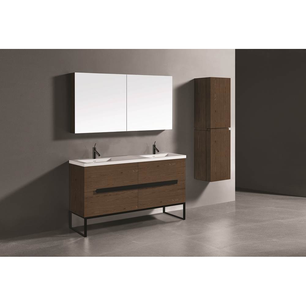 Madeli - Madeli Soho 60D'' Free standing Vanity Cabinet in Brandy/HW: Matte Black(MB) - Brandy With Matte Black
