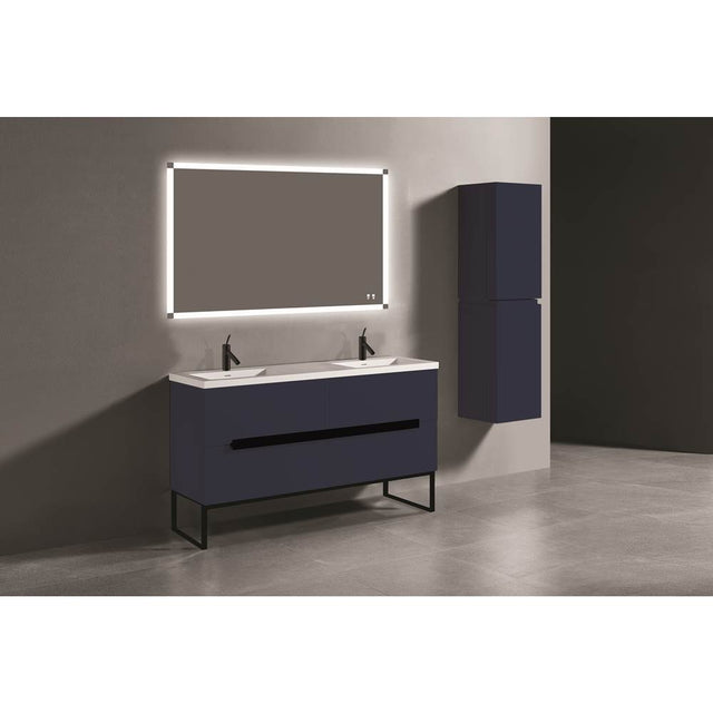 Madeli - Madeli Soho 60D'' Free standing Vanity Cabinet in Sapphire/HW: Polished Nickel(BN) - Sapphire With Brushed Nickel