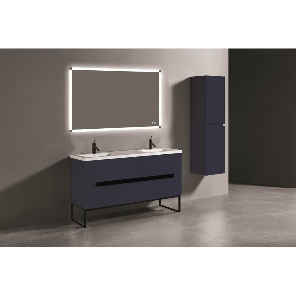Madeli - Madeli Soho 60D'' Free standing Vanity Cabinet in Sapphire/HW: Brushed Nickel(PN) - Sapphire With Polished Nickel