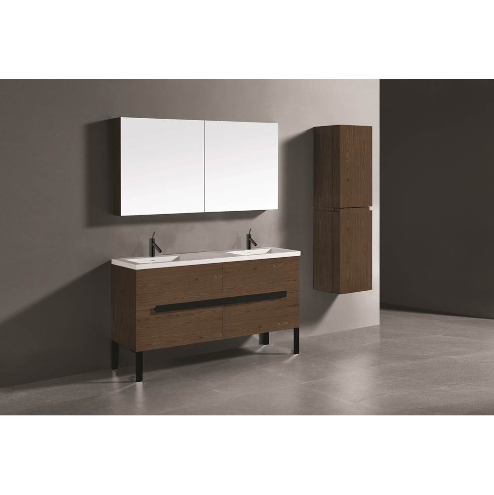 Madeli - Madeli Soho 60D'' Free standing Vanity Cabinet in Brandy/HW: Matte Black(MB) - Brandy With Matte Black
