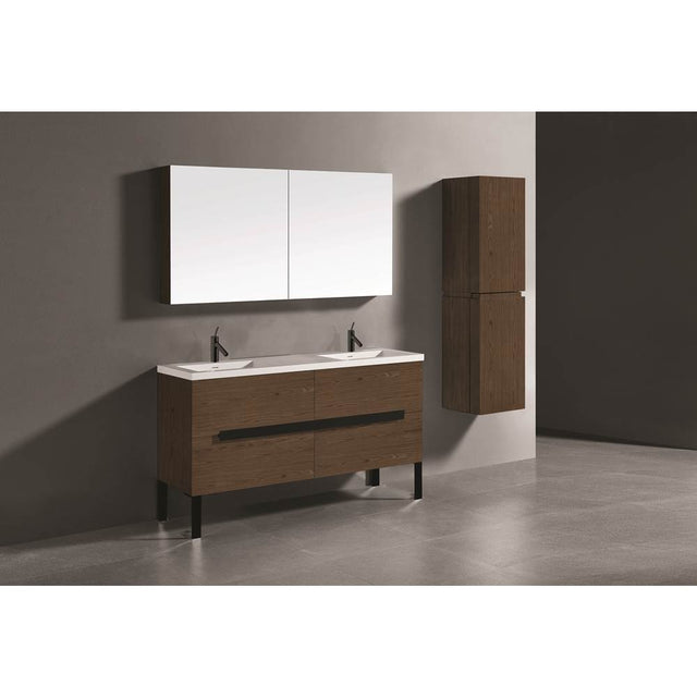 Madeli - Madeli Soho 60D'' Free standing Vanity Cabinet in Brandy/HW: Matte Black(MB) - Brandy With Matte Black