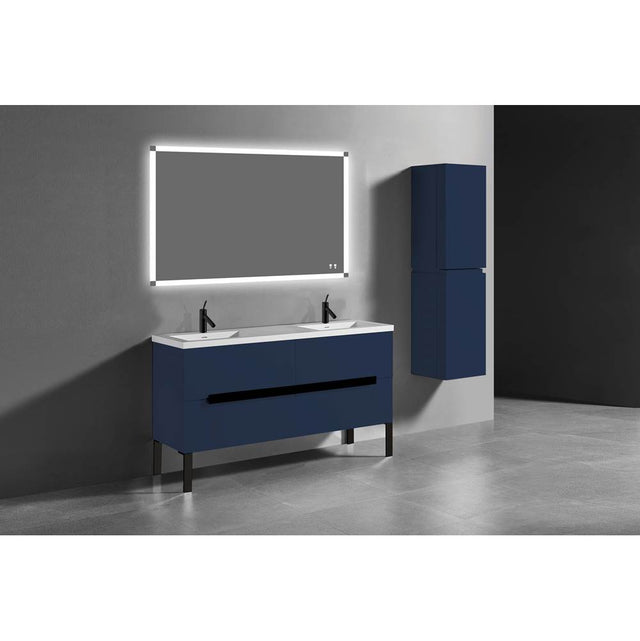 Madeli - Madeli Soho 60D'' Free standing Vanity Cabinet in Sapphire/HW: Polished Chrome(PC) - Sapphire With Polished Chrome