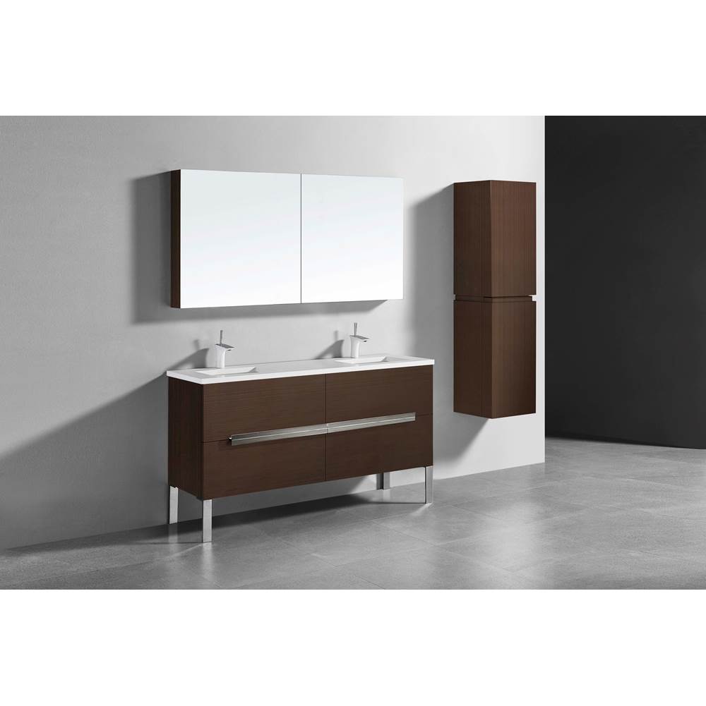 Madeli - Madeli Soho 60D'' Free standing Vanity Cabinet in Walnut/HW: Satin Brass(SB) - Walnut With Satin Brass
