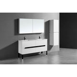 Madeli - Madeli Soho 60D'' Free standing Vanity Cabinet in White/HW: Matte Black(MB) - White With Matte Black