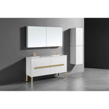 Madeli - Madeli Soho 60D'' Free standing Vanity Cabinet in White/HW: Satin Brass(SB) - White With Satin Brass