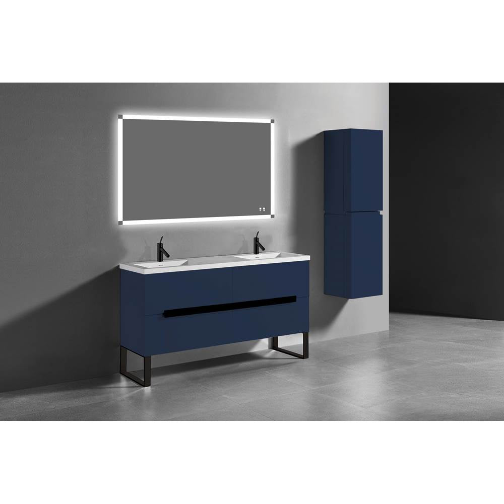 Madeli - Madeli Soho 60D'' Free standing Vanity Cabinet in Sapphire/HW: Polished Chrome(PC) - Sapphire With Polished Chrome