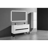 Madeli - Madeli Soho 60D'' Free standing Vanity Cabinet in White/HW: Matte Black(MB) - White With Matte Black