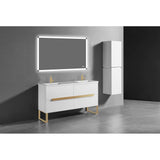 Madeli - Madeli Soho 60D'' Free standing Vanity Cabinet in White/HW: Satin Brass(SB) - White With Satin Brass