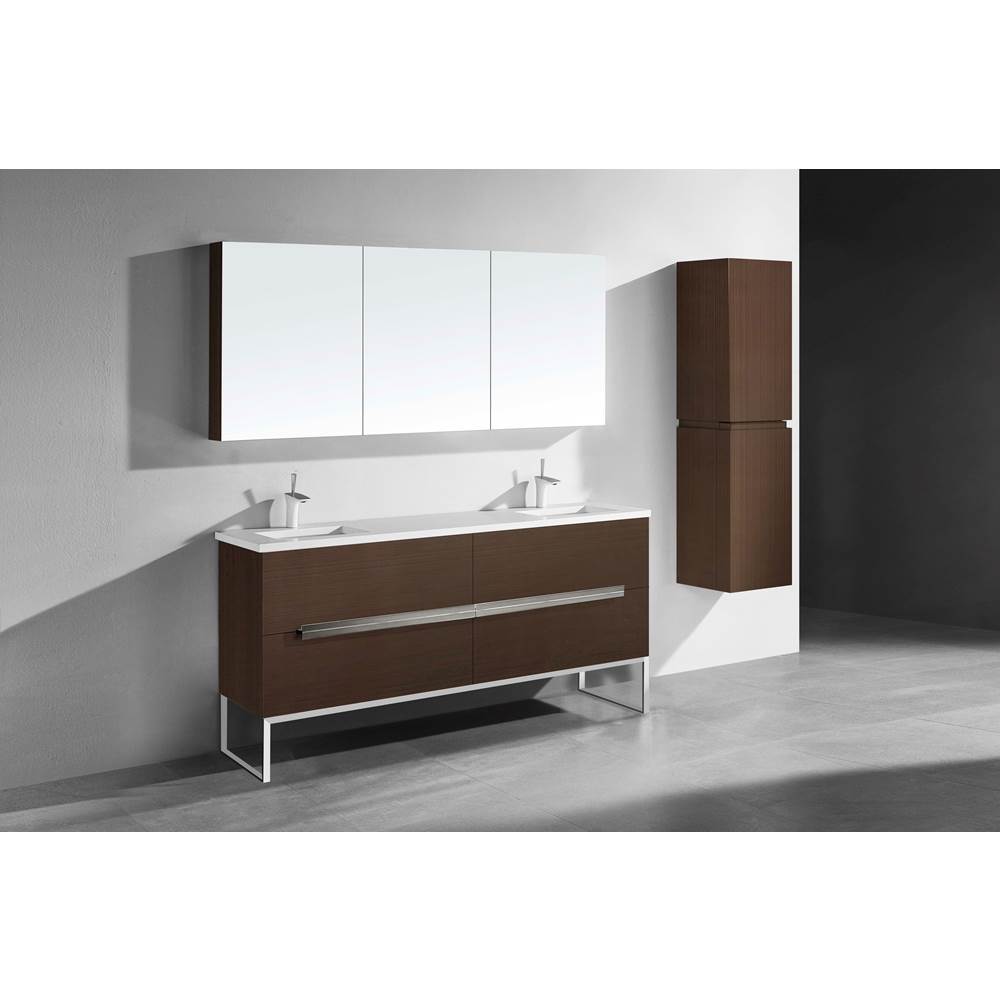 Madeli - Madeli Soho 72'' Free standing Vanity Cabinet in Walnut/HW: Polished Nickel(PN) - Walnut With Polished Nickel