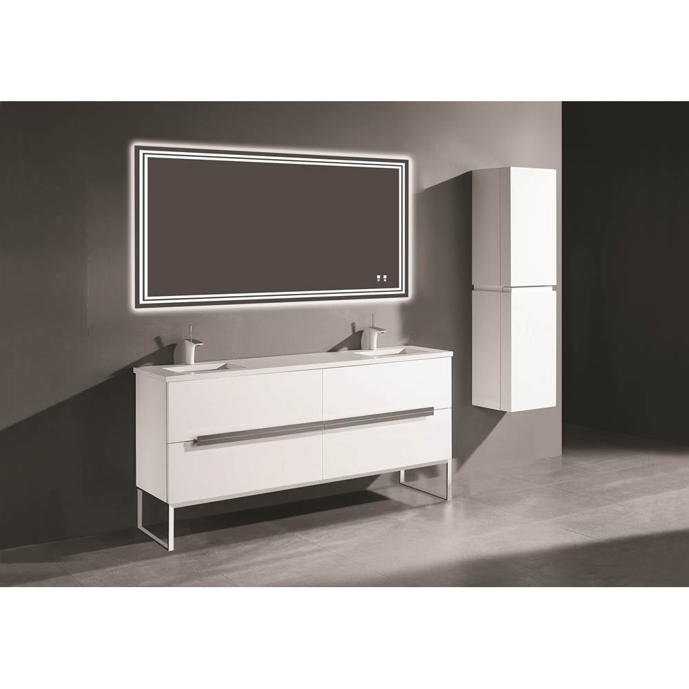 Madeli - Madeli Soho 72'' Free standing Vanity Cabinet in White/HW: Polished Chrome(PC) - White With Polished Chrome