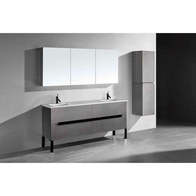 Madeli - Madeli Soho 72'' Free standing Vanity Cabinet in Ash Grey/HW: Matte Black(MB) - Ash Gray With Matte Black