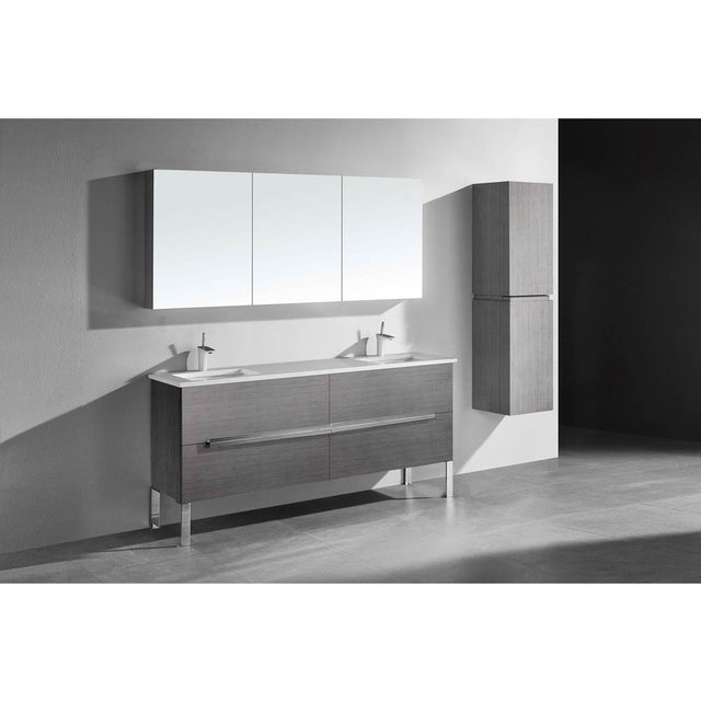 Madeli - Madeli Soho 72'' Free standing Vanity Cabinet in Ash Grey/HW: Polished Chrome(PC) - Ash Gray With Polished Chrome