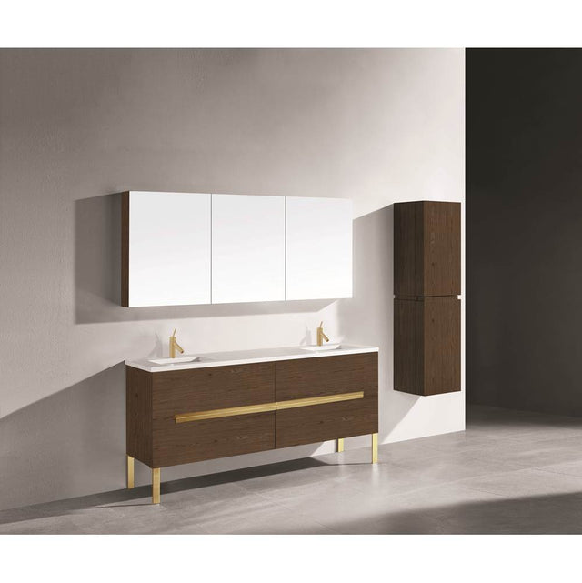 Madeli - Madeli Soho 72'' Free standing Vanity Cabinet in Brandy/HW: Polished Chrome(PC) - Brandy With Polished Chrome