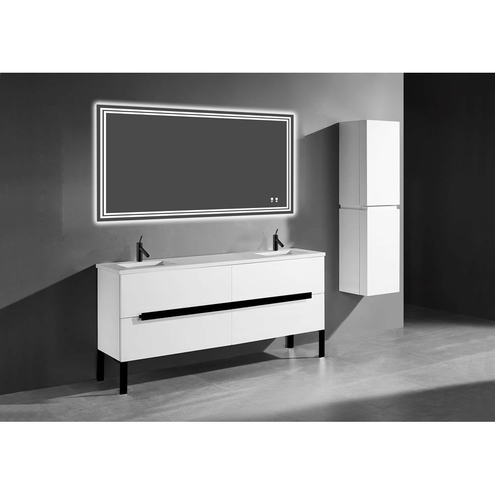 Madeli - Madeli Soho 72'' Free standing Vanity Cabinet in White/HW: Matte Black(MB) - White With Matte Black