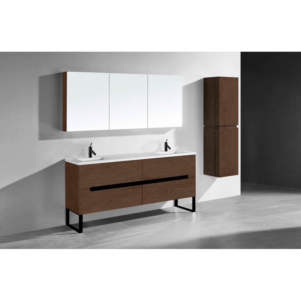 Madeli - Madeli Soho 72'' Free standing Vanity Cabinet in Brandy/HW: Matte Black(MB) - Brandy With Matte Black