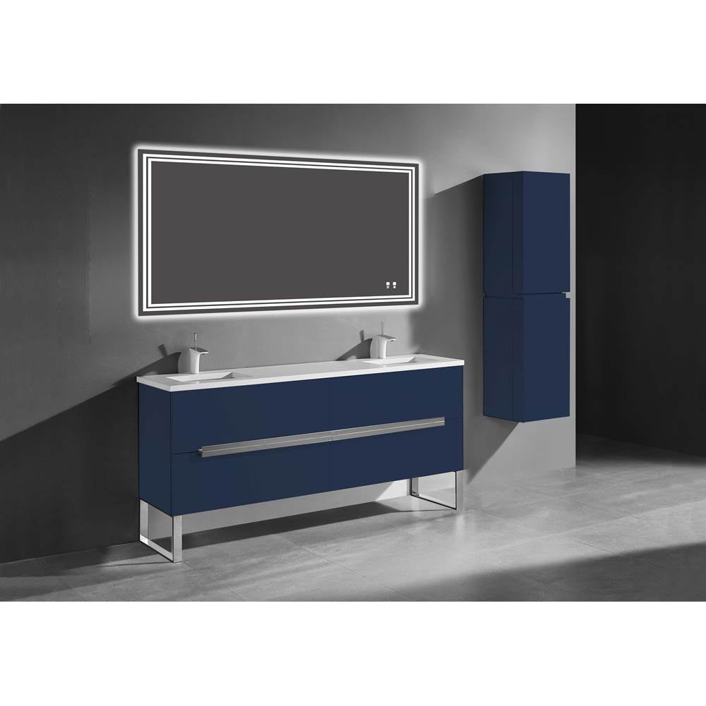 Madeli - Madeli Soho 72'' Free standing Vanity Cabinet in Sapphire/HW: Brushed Nickel(PN) - Sapphire With Polished Nickel