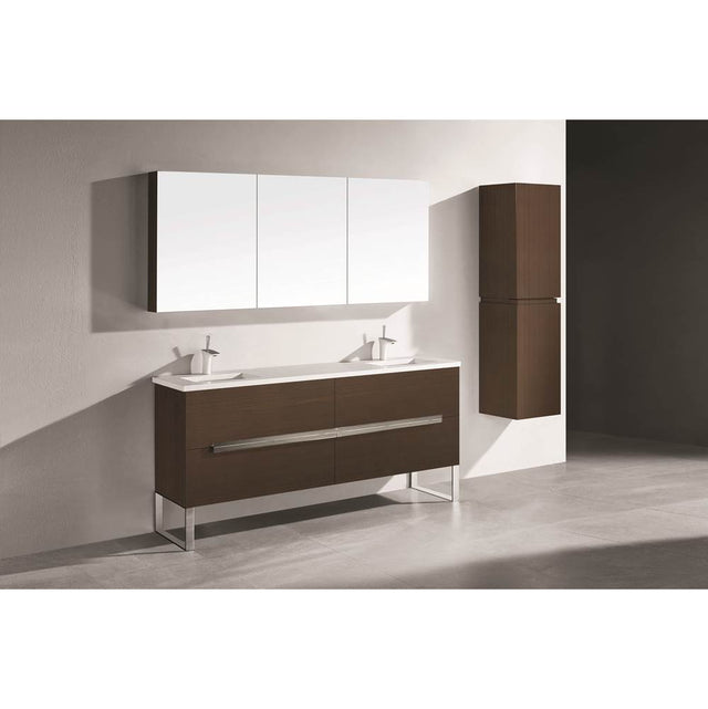 Madeli - Madeli Soho 72'' Free standing Vanity Cabinet in Walnut/HW: Polished Chrome(PC) - Walnut With Polished Chrome