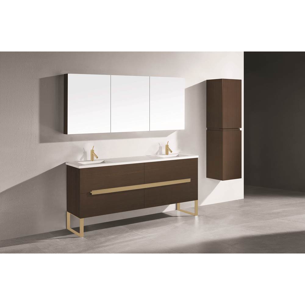 Madeli - Madeli Soho 72'' Free standing Vanity Cabinet in Walnut/HW: Satin Brass(SB) - Walnut With Satin Brass