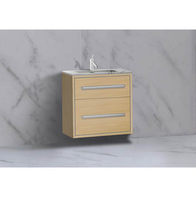 Madeli - Madeli Apogee 24'' Wall hung Vanity Cabinet in Natural Oak/HW: Polished Nickel(PN) - Natural Oak With Polished Nickel