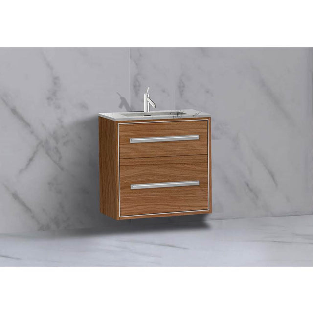 Madeli - Madeli Apogee 24'' Wall hung Vanity Cabinet in Natural Walnut/HW: Matte Black(MB) - Natural Walnut With Matte Black