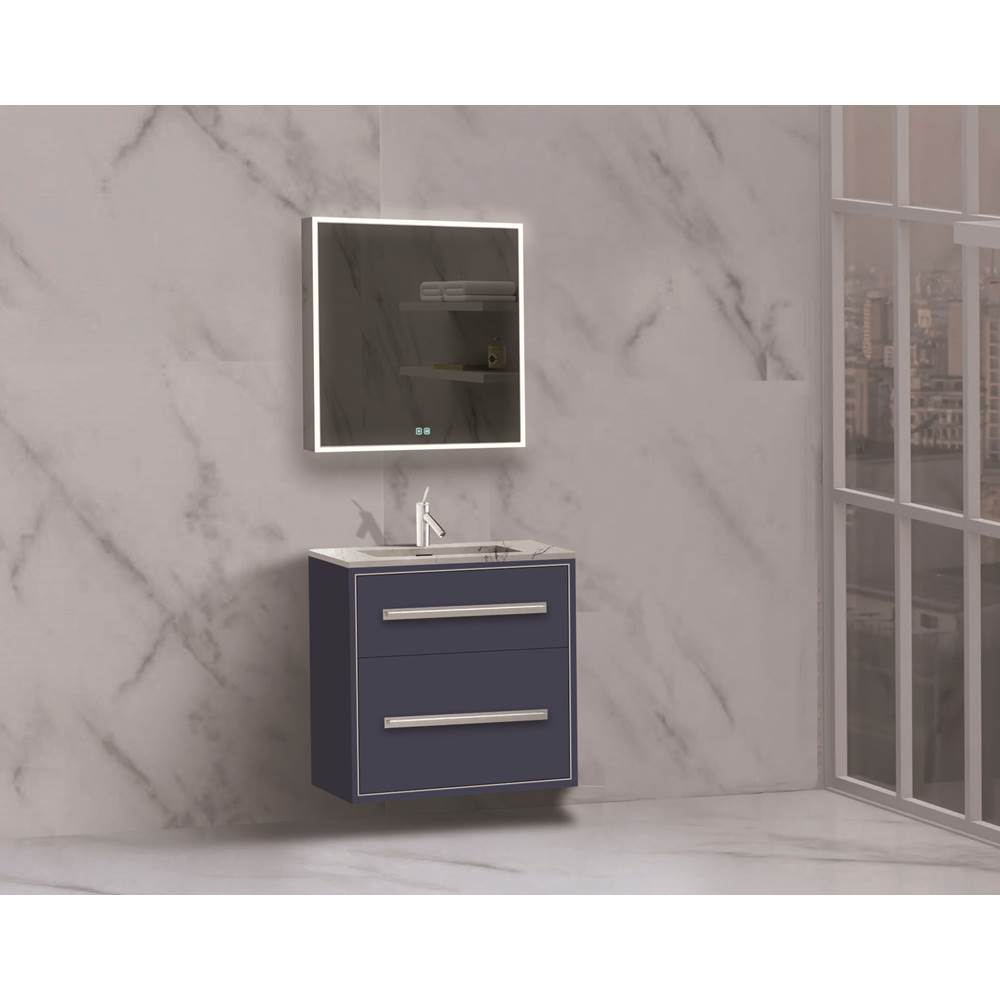Madeli - Madeli Apogee 24'' Wall hung Vanity Cabinet in Sapphire/HW: Polished Chrome(PC) - Sapphire With Polished Chrome