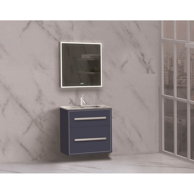 Madeli - Madeli Apogee 24'' Wall hung Vanity Cabinet in Sapphire/HW: Polished Chrome(PC) - Sapphire With Polished Chrome